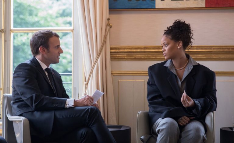 Emmanuel Macron and Rihanna
