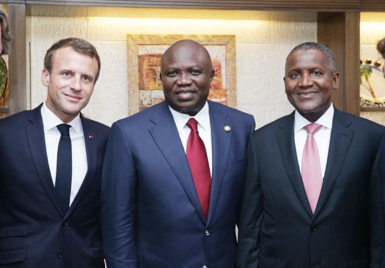 Emmanuel Macron, Akinwumi Ambode and Aliko Dangote