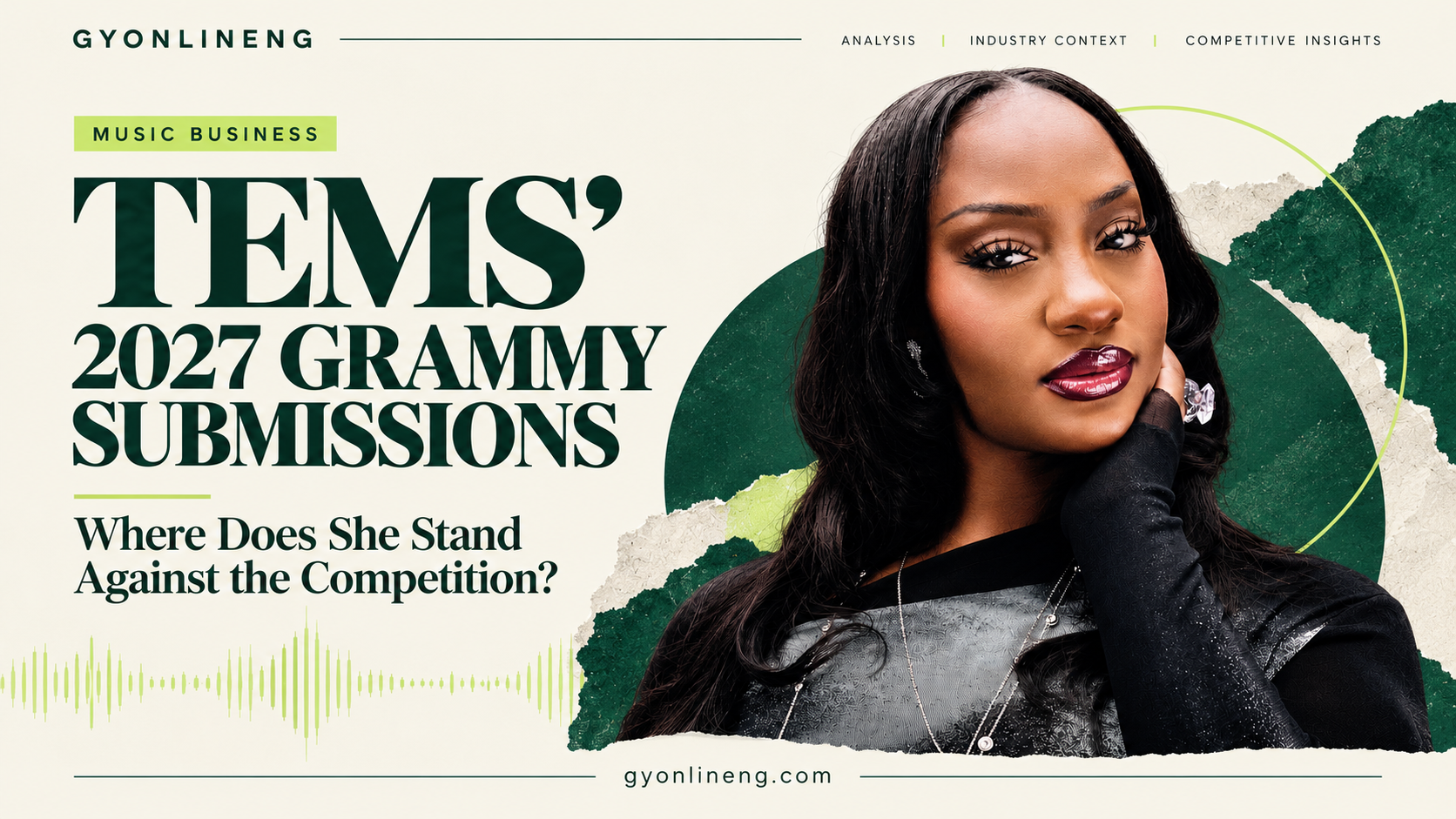 Tems 2027 Grammy submissions analysis featured graphic by GYONLINENG